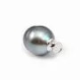 Pendant for half-drilled pearls, Silver 925 Rhodium 6mm x 4  pcs
