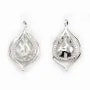 Argent  925 Rhodié goutte&zircon 25mm pour perles semi-percés x 1PC