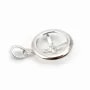 Pendant & round, silver 925 rhodium,for half- drille x 1pc