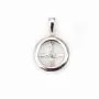 Pendant & round, silver 925 rhodium,for half- drille x 1pc
