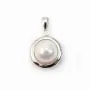 Pendant & round, silver 925 rhodium,for half- drille x 1pc