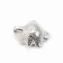 Bélière & coquillage, argent 925 rhodié,pour perles semi-percées x 1pc