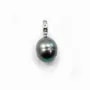 Bélière avec strasse, Argent 925 Rhodié 7x11.5mm  x1pc