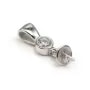 Bélière en argent 925 rhodié & zirconium, 3.5x12.5mm, coupelle 4mm x 1pc