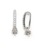 Bélière en argent 925 rhodié 5x14mm & zirconium coupelle 4mm x 1pc