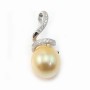 Argent 925  Rhodié Pendentif  barrette semi-perce 19mm x 1pc