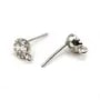 Argent 925 rhodié Clou boucle d'oreille  Oxyde de Zirconium x 2pcs