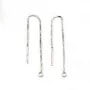 Chainettes d'oreilles anneaux carré 0.65x75mm argent 925 x 2pcs 