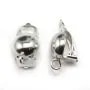Clip Demi boule avec anneaux 4mm , Argent 925 ,16.5x10mm x  2pcs 