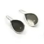 Crochets d'oreilles portes cabochon fond plat goutte , argent 925 ,13x18mm x  2pcs 
