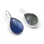 Earwires with drop flat back setting , Sterling Silver 925 , 13x18mm  x 2pcs 