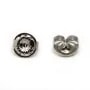 Poussoirs, Argent 925 Rhodié  6.5mm x 4 st