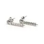 Clou d'oreille argent 925 rhodié zirconium, 4x17mm, coupelle 2.5x3mm x 2pcs