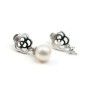 Clou d'oreille fleur, 9x12mm, coupelle 4mm x 2pcs