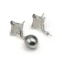 Argent 925  Rhodié Clou d'oreilles x 4 pcs 