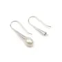 Crochet d'oreille en argent 925 rhodié, pour perle semi-percée, 10x27mm x 2pcs