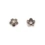 Coupelle en forme de fleur, en argent 925 vieilli, de taille 7.6 * 1mm x 4pcs