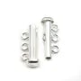 Argent 925 Fermoir Tube 3 Rang 21mm x 1pc