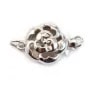 Fermoir Rond en Fleur, Argent 925 Rhodié 11mm x 1pc