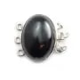 Fermoir 3R en cabochon Pierre 13x18mm agate noir x 1pc