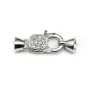 Fermoir mousqueton avec zircons, Argent 925 9x21mm x 1pc