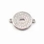925 Sterling Silver rhodium Bridge round with zirconium 12x16.5mm  x 1pc