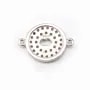 Pendentif ronde avec zirconium Argent 925 Rhodié 12x16.5mm  x 1pc