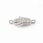 925 Sterling Silver rhodium Bridge hand of Fatma with zirconium 8.5x19mm  x 1pc