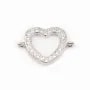 Intercalaire argent 925 et strass Coeur 12.5x19mm x 1pc