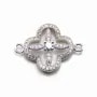 Intercalaire argent 925 oxyde de zirconium  trèfle 16x22mm x 1pc