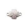 Intercalaire trèfle en argent 925 & strass 9x15mm x 1pc