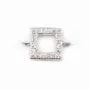 Intercalaire argent 925 et strass Carré 7x10mm x 1pc