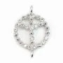 Intercalaire argent 925 et strass peace & love 11x17mm x 1pc