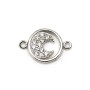Intercalaire en argent 925 & zirconium, en forme de lune, mesurant 9x13.5mm x 1pc