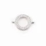 Intercalaire argent 925 et strass Ronde 9x13mm x 1pc