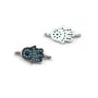 Intercalaire main argent 925 turquoise reconstitué & zirconium 8x16mm x 1pc