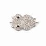 Argent 925 rhodie  pendantif  hibou&zircon 21.5x11.5mm avec anneau 1.5mm x 1pc