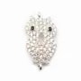 Argent 925 rhodie  pendantif  hibou&zircon 21.5x11.5mm avec anneau 1.5mm x 1pc