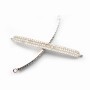 Sterling Silver 925 rhodium  BARETTE& zircons 35x3.5mm with ring 3mm x 1pc