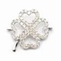 Argent 925 rhodie  pendantif  TREFLE &zircon 18x21mm avec anneau 3mm x 1pc