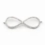 Argent 925 rhodie  pendantif HUIT& zircons 43x13MM avec anneau 2.5mm x 1pc