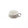 Pendentif & strasse ronde+zircons, Argent 925 rhodié, 10mm  x1pc