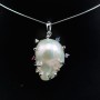 Pendentif en argent 925 rhodié & zirconium multicolore pour perle baroque x 1pc