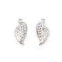 Breloque en forme d'ailes, en argent 925 rhodié & zirconium, mesurant 6x13.5mm x 1pc
