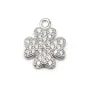 Pendentif en argent 925 rhodié & zirconium, en forme de fleur, 9x11mm x 1pc