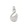 Breloque en argent 925 & zirconium, en forme de cygne, mesurant 6.5x13.5mm x 1pc