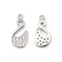 Breloque en argent 925 & zirconium, en forme de cygne, mesurant 6.5x13.5mm x 1pc