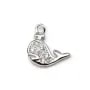 Breloque en argent 925 & zirconium, en forme de dauphin, mesurant 7x9mm x 1pc