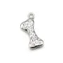 Breloque en argent 925 & zirconium, en forme d'os, mesurant 5x12mm x 1pc
