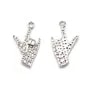 Breloque en argent 925 & zirconium, en forme de main, mesurant 8x14mm x 1pc